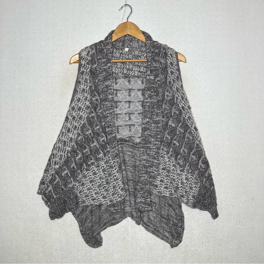 Anthropologie Moth Open Gray Knitted Sleeveless Womens Sweater